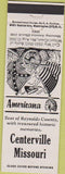 Matchbook Cover - Perkins Americana Civil War Centerville MO White