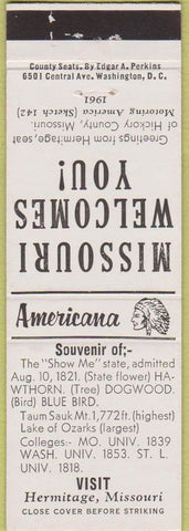 Matchbook Cover - Perkins Americana Hermitage MO White