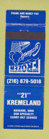 Matchbook Cover - 21 Kremeland Navarre OH
