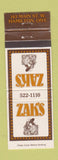 Matchbook Cover - Zak's Hamilton OH