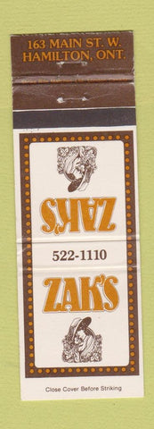 Matchbook Cover - Zak's Hamilton OH