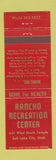 Matchbook Cover - Rancho Recreation Bowling Salt Lake City UT