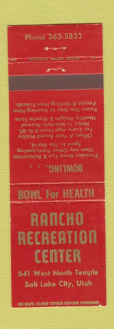 Matchbook Cover - Rancho Recreation Bowling Salt Lake City UT
