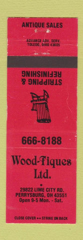 Matchbook Cover - Wood Figues Antiques Perrysburg OH