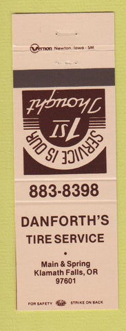 Matchbook Cover - Danforth's Tire Service Klamath Falls OR