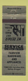 Matchbook Cover - Fairview Hardware Appliances Dallas OR