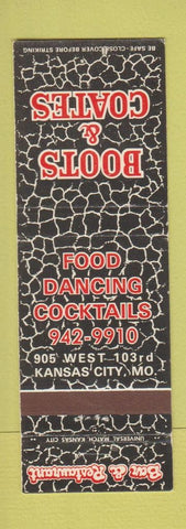 Matchbook Cover - Boots and Coates Restaurant Bar Kansas City MO