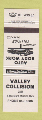 Matchbook Cover - Valley Collision Abbotsford Mission Highway BC?