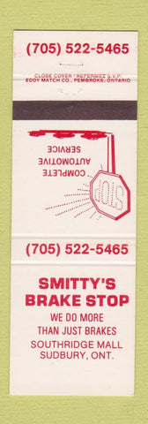 Matchbook Cover - Smitty's Brake Stop Sudbury ON