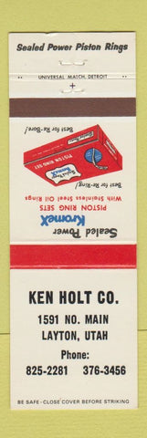 Matchbook Cover - KromeX Piston Ring Sets Ken Holt Layton UT