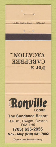 Matchbook Cover - Ronville Lodge Dwight ON