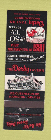 Matchbook Cover - Derby Tavern football Hamilton ON WEAR