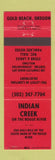 Matchbook Cover - Indian Creek Gold Beach OR camping store ORANGE