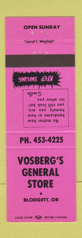 Matchbook Cover - Vosberg's General Store Blodgett OR PINK