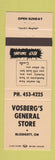 Matchbook Cover - Vosberg's General Store Blodgett OR PEACH
