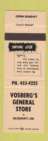 Matchbook Cover - Vosberg's General Store Blodgett OR PEACH