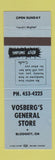 Matchbook Cover - Vosberg's General Store Blodgett OR BLUE
