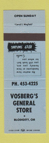 Matchbook Cover - Vosberg's General Store Blodgett OR BLUE