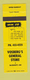 Matchbook Cover - Vosberg's General Store Blodgett OR YELLOW