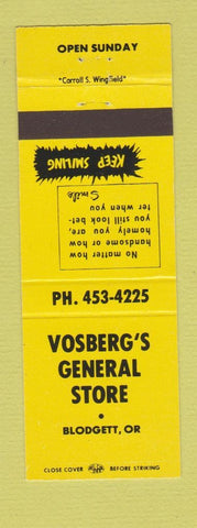 Matchbook Cover - Vosberg's General Store Blodgett OR YELLOW
