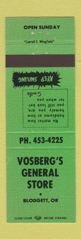 Matchbook Cover - Vosberg's General Store Blodgett OR GREEN