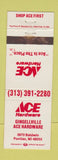 Matchbook Cover - Ace Hardware Pontiac MI Gingellville