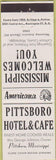 Matchbook Cover - Perkins Americana Pittsboro Hotel  MS White