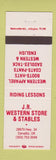 Matchbook Cover - JR Western Store Stables Corvallis OR