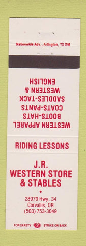 Matchbook Cover - JR Western Store Stables Corvallis OR