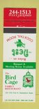 Matchbook Cover - The Bird Cage Restaurant Saskatoon SK