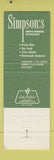 Matchbook Cover - Simpson's Restaurant Carmel by the Sea CA