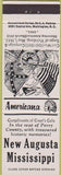 Matchbook Cover - Perkins Americana Civil War New Augusta MS White