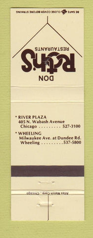 Matchbook Cover - Don Roth's Restaurants Chicago IL Wheeling