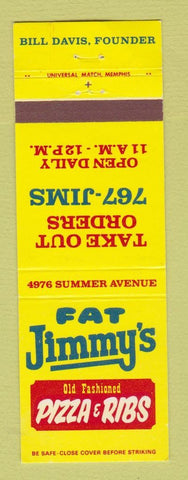 Matchbook Cover - Fat Jimmy's Pizza Ribs