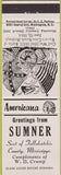 Matchbook Cover - Perkins Americana Civil War Sumner  MS White