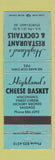 Matchbook Cover - Highland's Restaurant Sturtevant WI TEAL