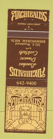 Matchbook Cover - Archibald's Restaurant Birmingham MI