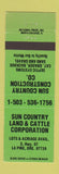 Matchbook Cover - Sun Country Land Cattle Corp La Pine OR