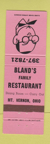 Matchbook Cover - Bland's Restaurant Mount Vernon OH