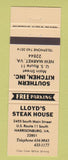 Matchbook Cover - Lloyd's Steak House Harrisonburg VA New Market