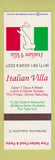 Matchbook Cover - Italian Villa Restaurant Arlington TX