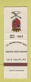 Matchbook Cover - LA Bourgogne East French New York City