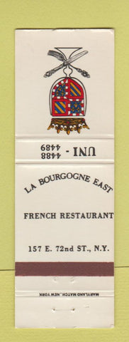 Matchbook Cover - LA Bourgogne East French New York City
