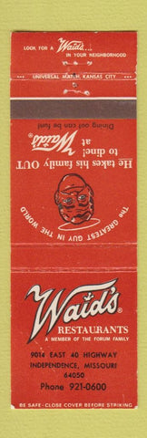 Matchbook Cover - Waid's Restaurants Independence MO WEAR