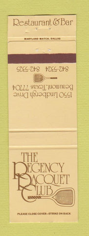 Matchbook Cover - Regency Racquet Club Restaurant Beaumont TX