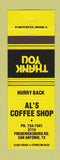 Matchbook Cover - Al's Coffee Shop San Antonio TX YELLOW