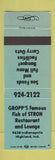 Matchbook Cover - Gropp's Fish of Stroh Restaurant Highland IN