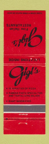 Matchbook Cover - Gigi's Italian Restaurant Pasadena Treasure Island FL