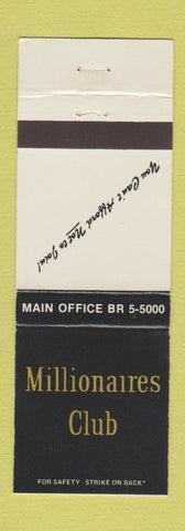 Matchbook Cover - Millionaires Club Chicago IL