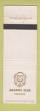 Matchbook Cover - Granite Club Toronto ON
